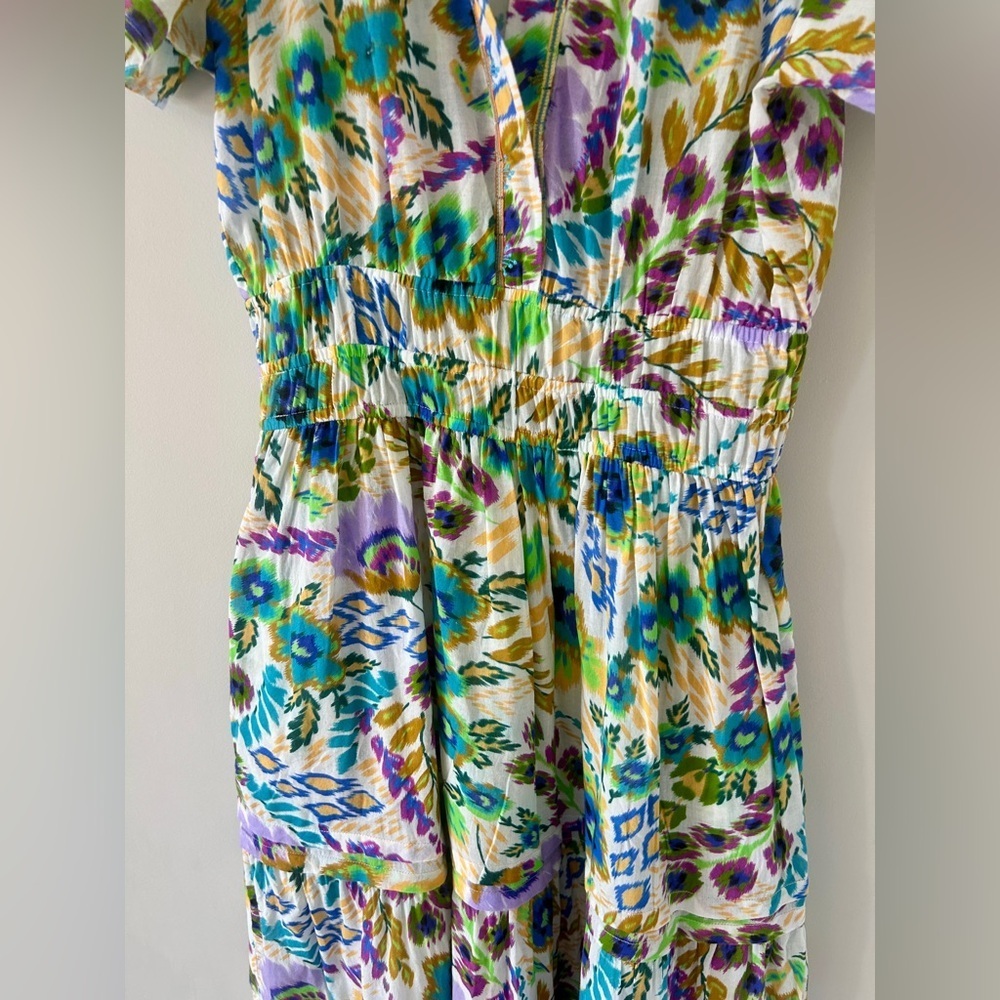 Johnny Was Ikat Bloom Tiered Floral Print Midi Dress Size Small - Picture 3 of 12